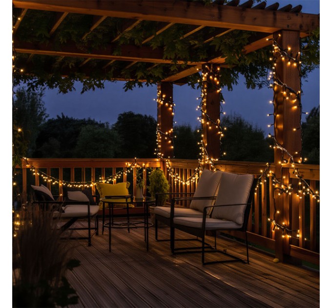 Гірлянда Нитка вулична 500 LED 50 м на сонячній батареї чорна, жовтий