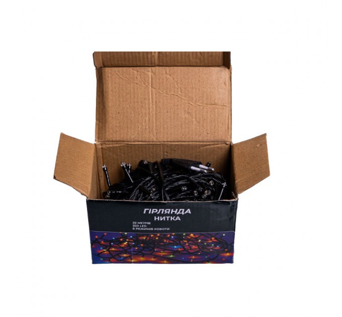 Гірлянда Нитка 220 LED 22 м чорна, жовтий