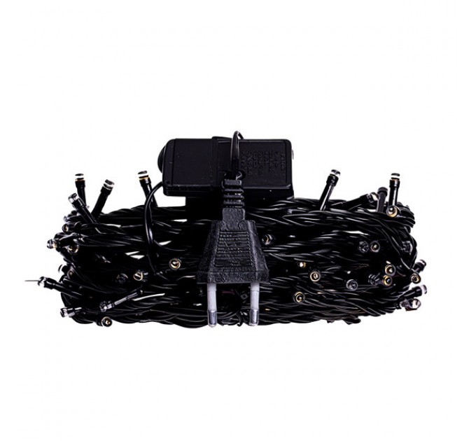 Гірлянда Нитка 220 LED 22 м чорна, жовтий