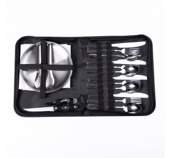 Набір посуду для пікніка на 4 персони 24 предмети, срібло