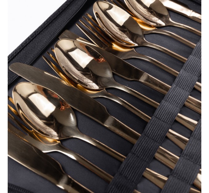 Набір посуду для пікніка на 4 персони 24 предмети, золото