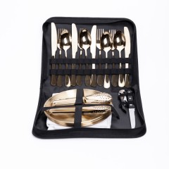 Набор посуды для пикника на 4 персоны 24 предмета, золото