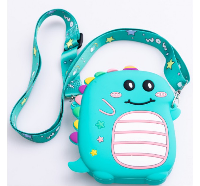 Сумочка-гаманець Динозавр силіконовий на блискавці 12*11*3 см, зелений Сумочка-гаманець Динозавр силіконовий на блискавці 12*11*3 см, зелений