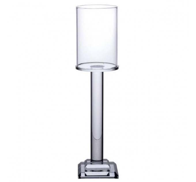 Підсвічник декоративний Cylinder скляний на квадратній основі 26 см