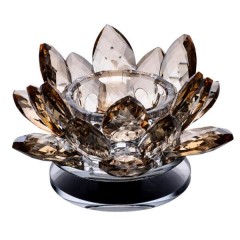 Підсвічник декоративний "Кришталева квітка лотоса" скляний 6 см, золотистий