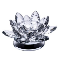Підсвічник декоративний "Кришталева квітка лотоса" скляний 6 см, прозорий