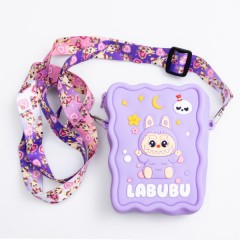 Сумочка-кошелек Лабубу силиконовая на молнии 12,5*9*3,5 см, сиреневый