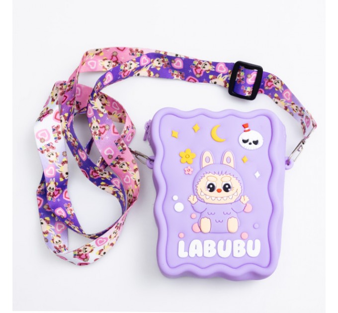 Сумочка-гаманець Лабубу силіконова на блискавці 12,5*9*3,5 см, бузковий