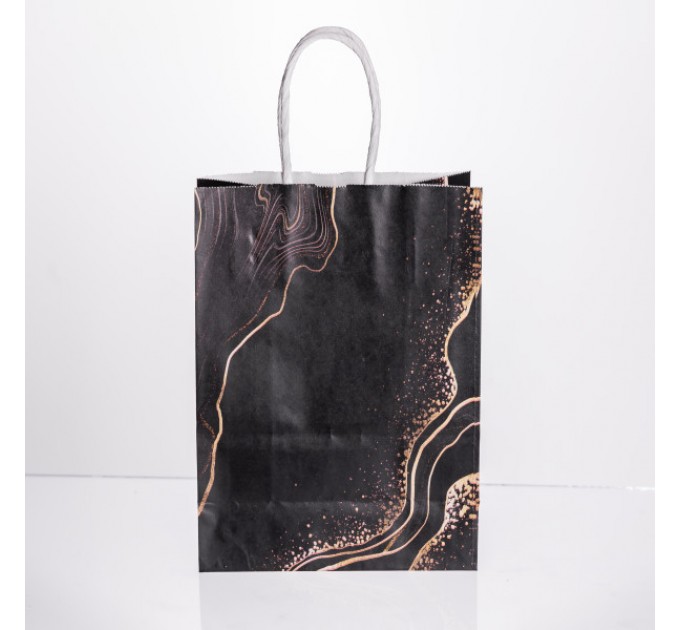 Подарунковий пакет крафтовий 12 штук в упаковці 15*8*21 см, чорний