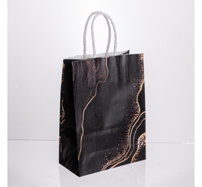 Подарунковий пакет крафтовий 12 штук в упаковці 15*8*21 см, чорний