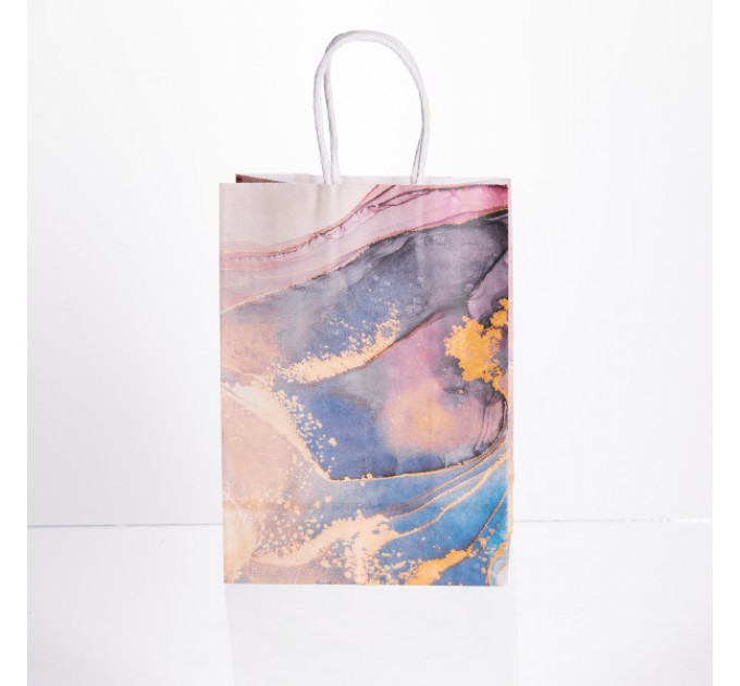 Подарочный крафтовый пакет 12 штук в упаковке 15*8*21 см, фиолетовый