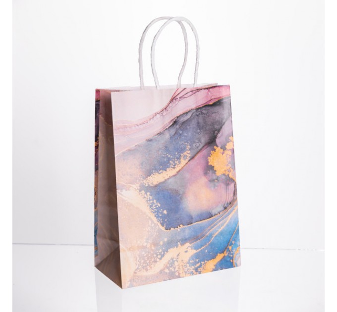 Подарочный крафтовый пакет 12 штук в упаковке 15*8*21 см, фиолетовый