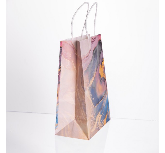 Подарочный крафтовый пакет 12 штук в упаковке 15*8*21 см, фиолетовый