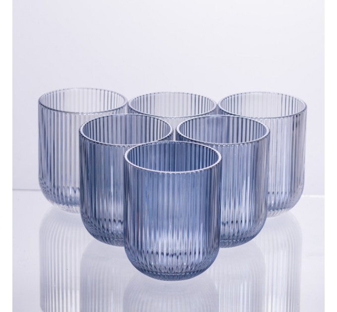 Набор стаканов для напитков 6 штук по 250 мл из толстого стекла.