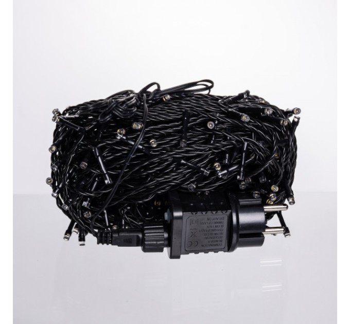 Гирлянда Нить уличная 300 LED 30 м от сети черная нить желтый