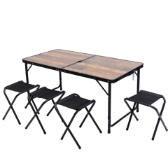 Стіл для пікніка розкладний зі стільцями 120*60*70/61/54 см, дерево