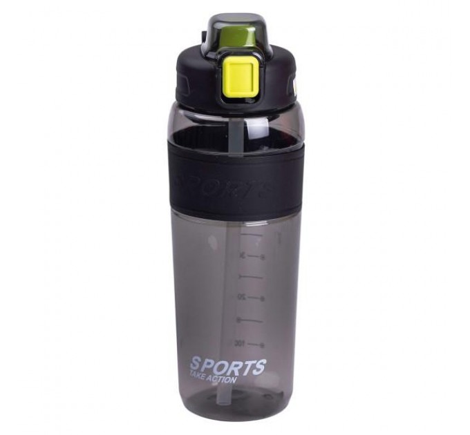 Пляшка для води Sports 800 мл з трубочкою, чорний