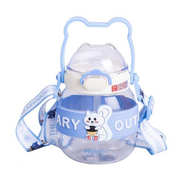 Дитяча пляшка для води 580 мл з ручкою, блакитний