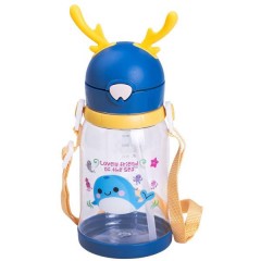 Дитяча пляшка для води 550 мл з ремінцем, синій
