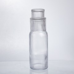 Графін для напоїв зі склянкою 700 мл із товстого скла ребристий