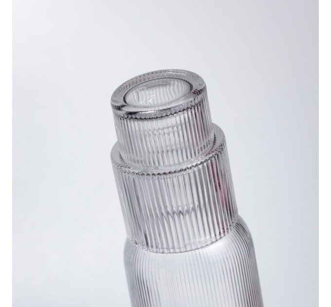 Графін для напоїв зі склянкою 700 мл із товстого скла ребристий