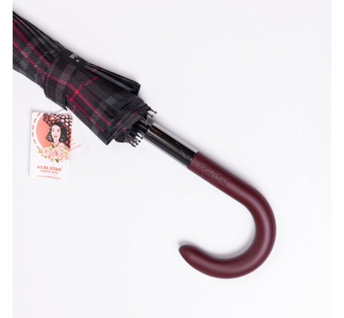 Парасоля тростина напівавтомат складна 117 см, червоний