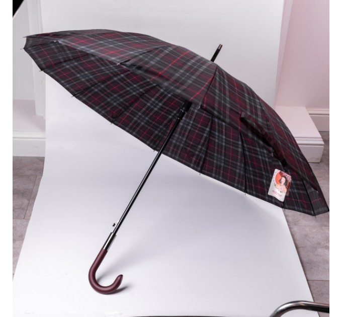 Парасоля тростина напівавтомат складна 117 см, червоний