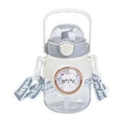 Пляшка для води дитяча 820 мл з ручкою та ремінцем, сірий