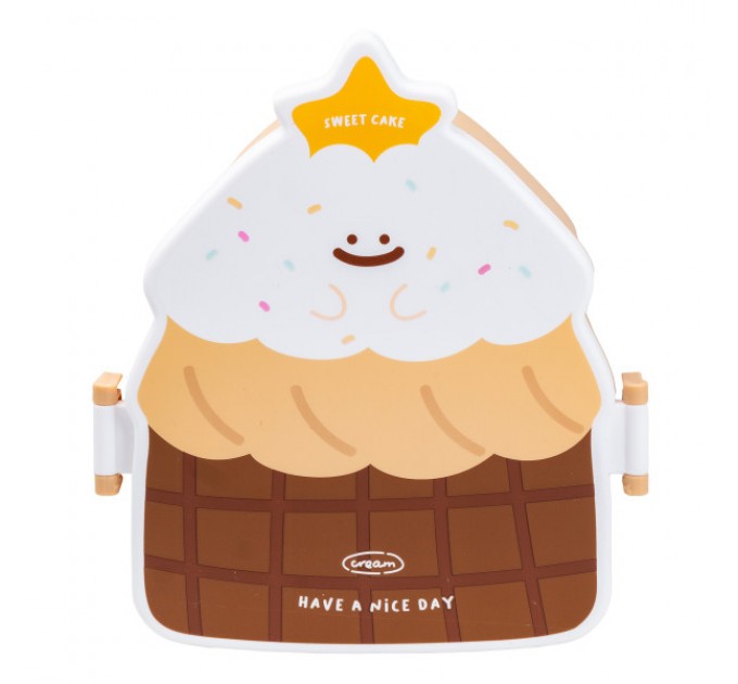 Ланч-бокс детский со столовыми приборами Cake 20*18*8 см, шоколад.