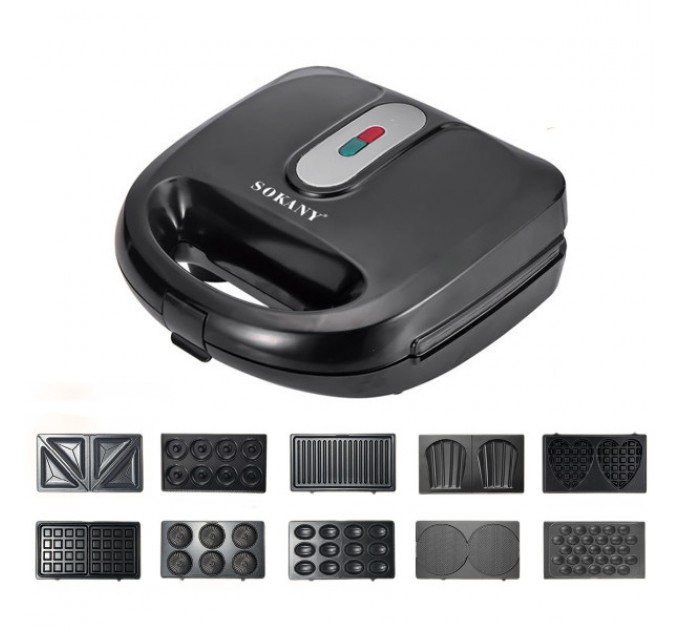 Мультипекар SOKANY SK-08021 на 10 пластин з антипригарним покриттям, чорний