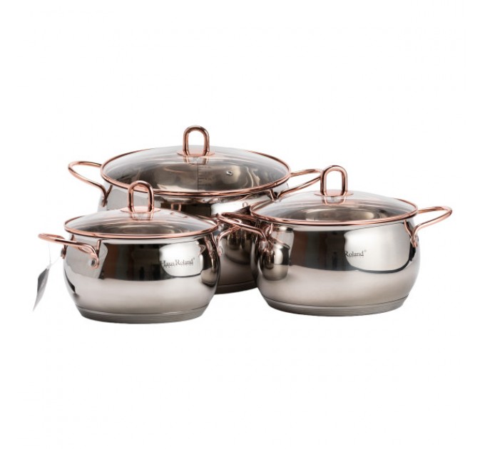 Набор кастрюль Haus Roland из нержавеющей стали 6,1/2,6/3,6 л, хром Набор кастрюль Haus Roland из нержавеющей стали 6,1/2,6/3,6 л, хром