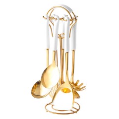 Набор кухонных принадлежностей 6 штук на подставке, белый