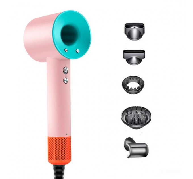 Фэн стайлер для волос 5 в 1 Supersonic Premium 1600 Вт 5 насадок, розовый