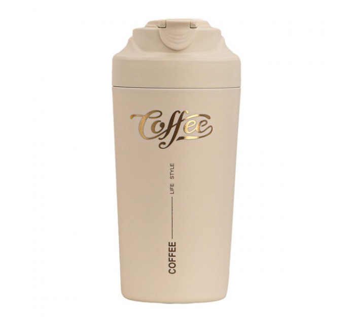Термочашка Coffee 480 мл з керамічною колбою, бежевий