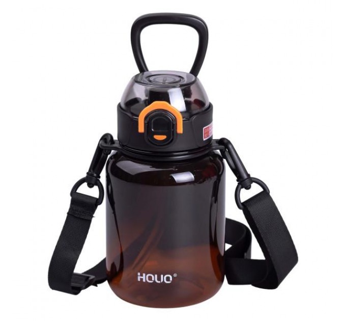 Бутылка для напитков с ремешком и трубочкой 700 мл, черный