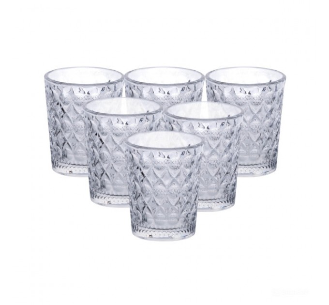Набір чарок для напоїв 6 штук із товстого скла, прозорий