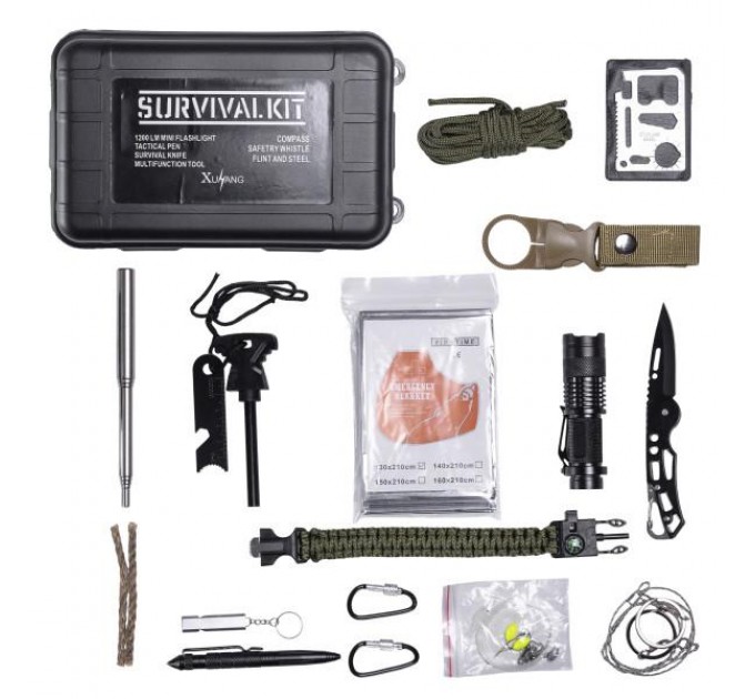 Туристичний набір для виживання 15 в 1 у пластиковому кейсі