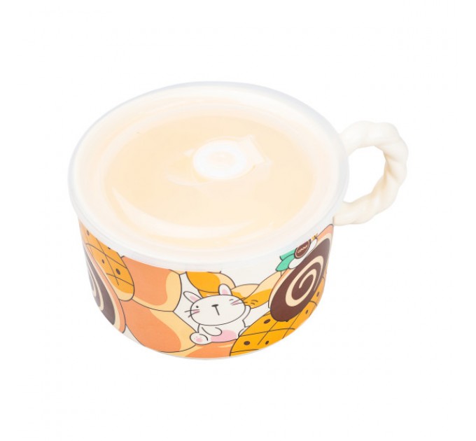 Миска для локшини порцелянова Rabbit 800 мл з герметичною кришкою