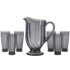 Набір для напоїв глечик зі склянками 6 штук, сірий