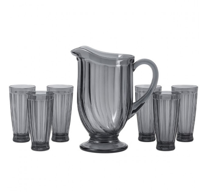 Набір для напоїв глечик зі склянками 6 штук, сірий