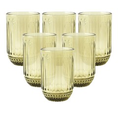 Набір склянок 6 штук по 250 мл із товстогого скла ребристі, зелений