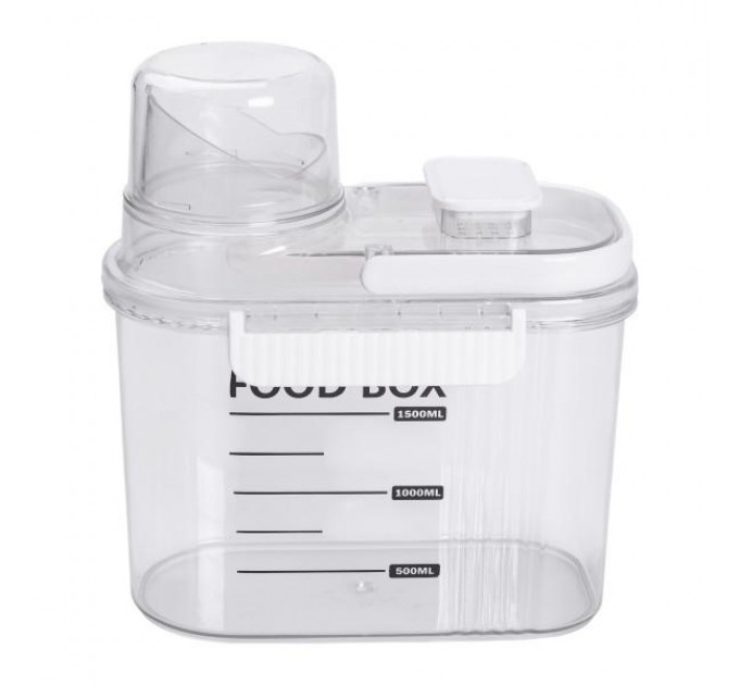 Контейнер для хранения сыпучих продуктов с крышкой 2 л дозатором, белый