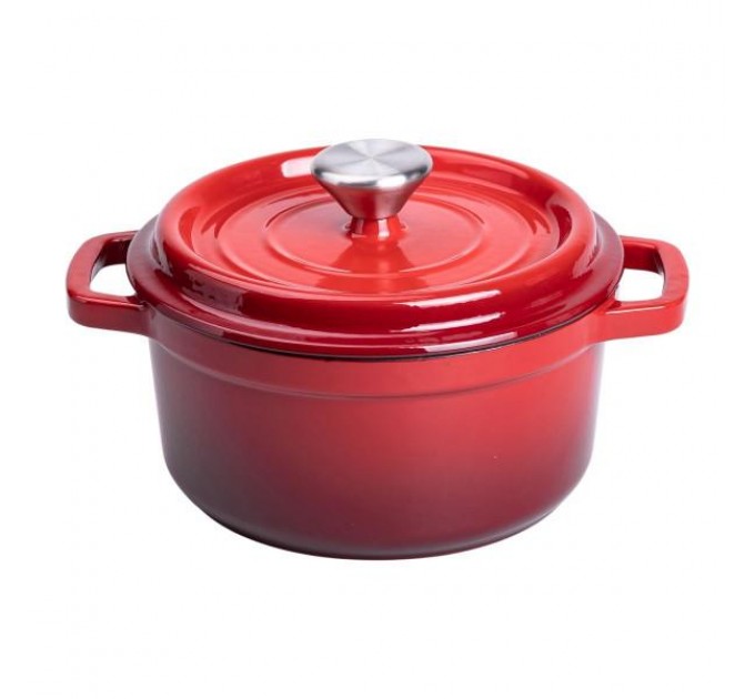 Кокотниця чавунна з емальованим покриттям 2 л, червоний