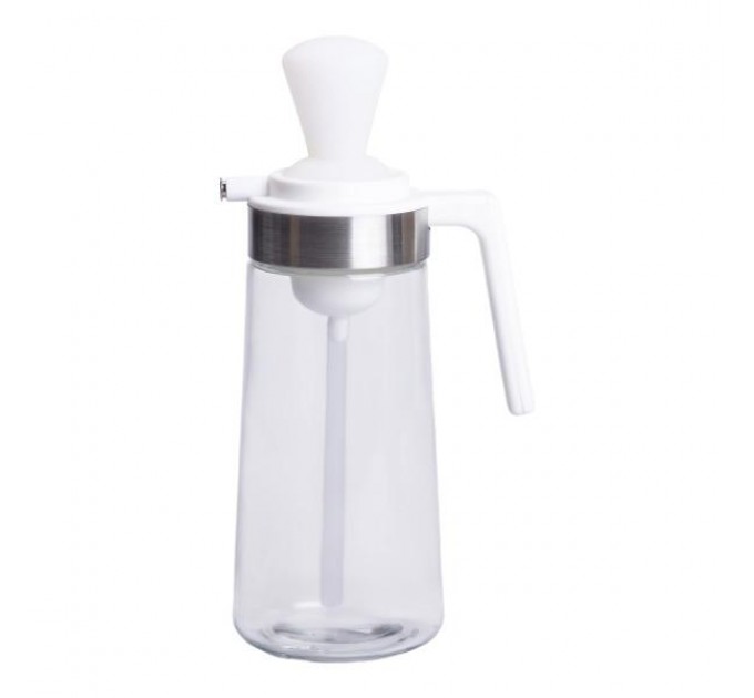 Пляшка для олії скляна 2 в 1 з корком і силіконовим пензликом 550 мл, білий