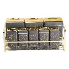 Набір ємностей для зберігання 8 штук по 650/150 мл на металевій підставці, сірий