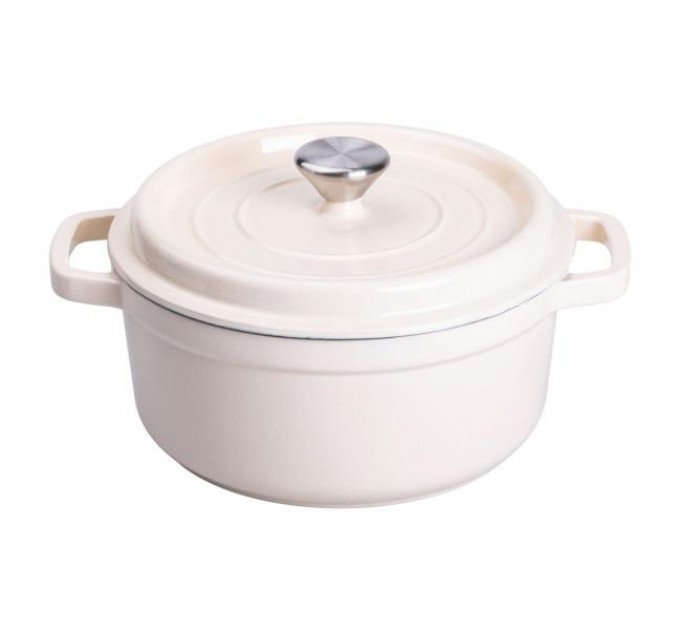 Кокотница чугунная с эмалированным покрытием 3 л, бежевый. Кокотница чугунная с эмалированным покрытием 3 л, бежевый.