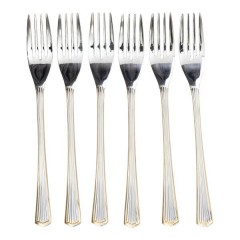 Набір десертних вилок з нержавіючої сталі 6 штук, срібло з золотом