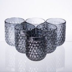 Набір склянок 6 штук по 250 мл із товстогого скла рельєфні, сірий