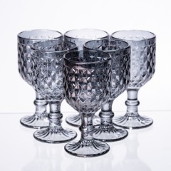 Набір чарок для напоїв 6 штук 50 мл із товстого скла ребристі фігурні, сірий