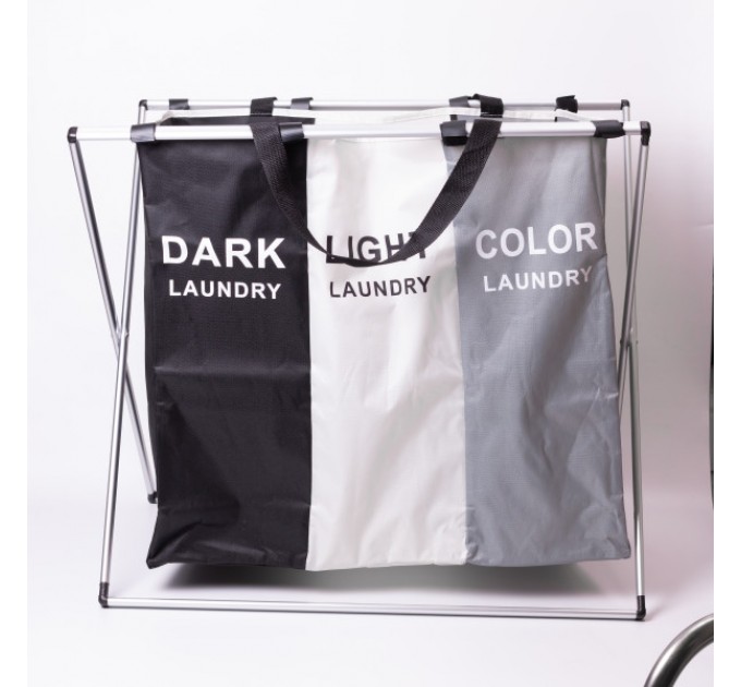 Корзина для белья текстильная на 3 секции 65*40*58 см